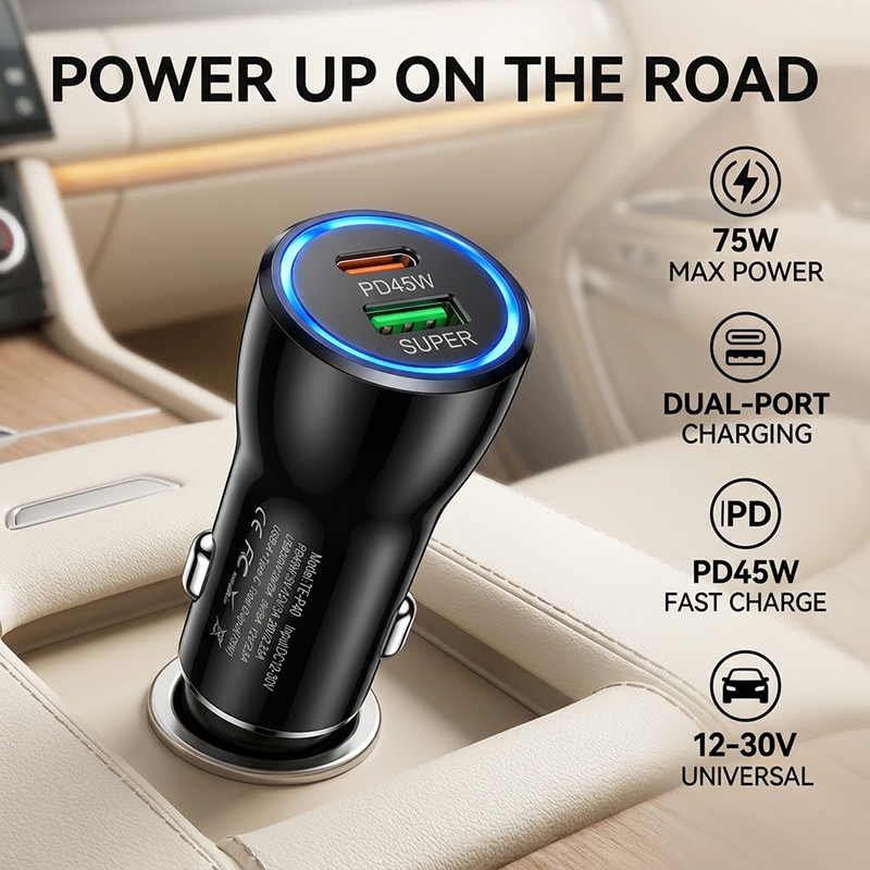 Phone Accessories Charger - Dual Port 45W USB C Car